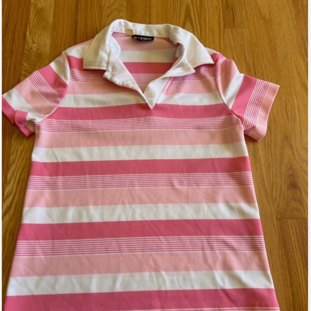Vintage Russ Pink and White Polo Top